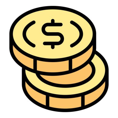 Madeni para yığını ana hat vektörü. Banka telefonu. Ödeme mobil rengi düz