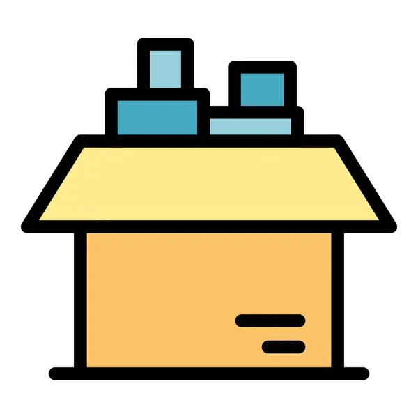 Full Toy Box Icon Outline Vector House Relocation Move Service — Stock Vector