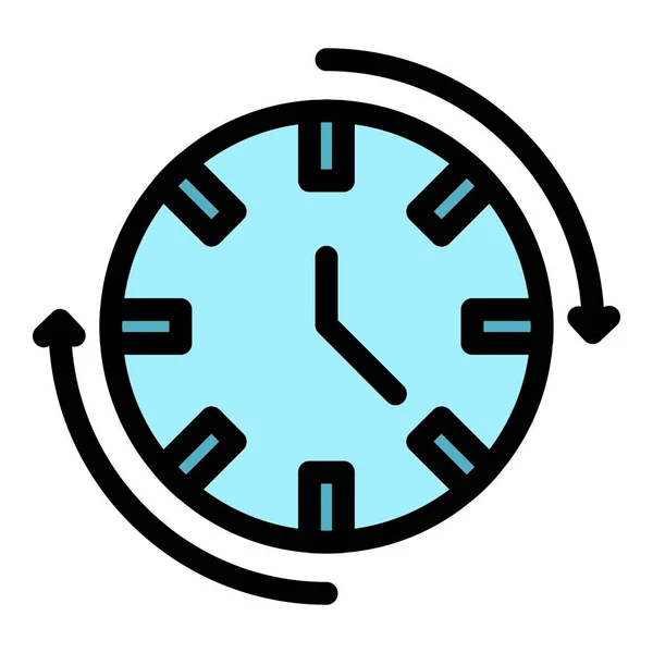 時計アイコンアウトラインベクトル タイマーの期間 フラット — ストックベクタ