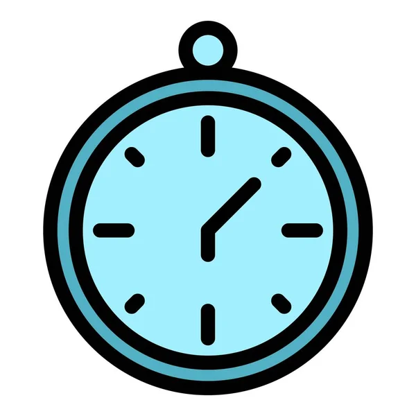 Chronomètre Durée Icône Contour Vecteur Minuterie Date Couleur Générale Plat — Image vectorielle