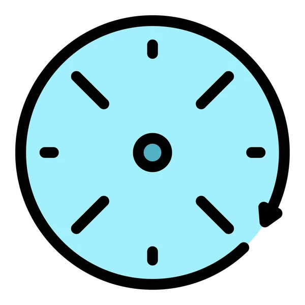 Horloge Icône Appel Contour Vecteur Minuterie Date Couleur Générale Plat — Image vectorielle