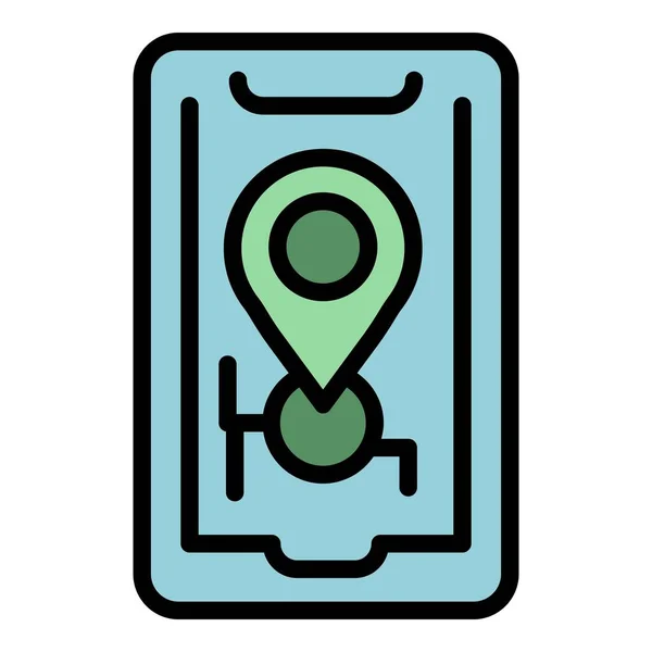Smartphone Store Location Icon Outline Vector Shop Pin Supermarket Gps — Stock Vector