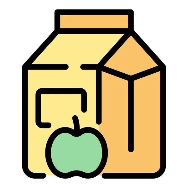 苹果汁图标勾勒向量 水果飞溅 食品饮料色泽平坦 — 图库矢量图片