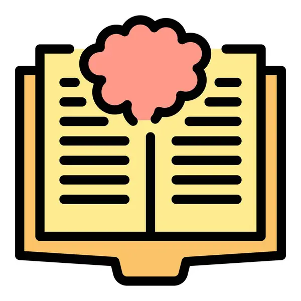 Brainstorming Book Icon Outline Vector Online Karakter Online Cursus Kleur — Stockvector