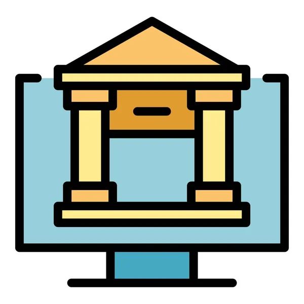 Internetowy Ikona Bankowości Internetowej Zarys Wektor Portfel Komórkowy Kolor Transakcji — Wektor stockowy
