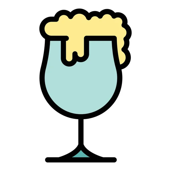 Bière Icône Contour Vecteur Boisson Brasserie Alcool Liquide Couleur Plate — Image vectorielle
