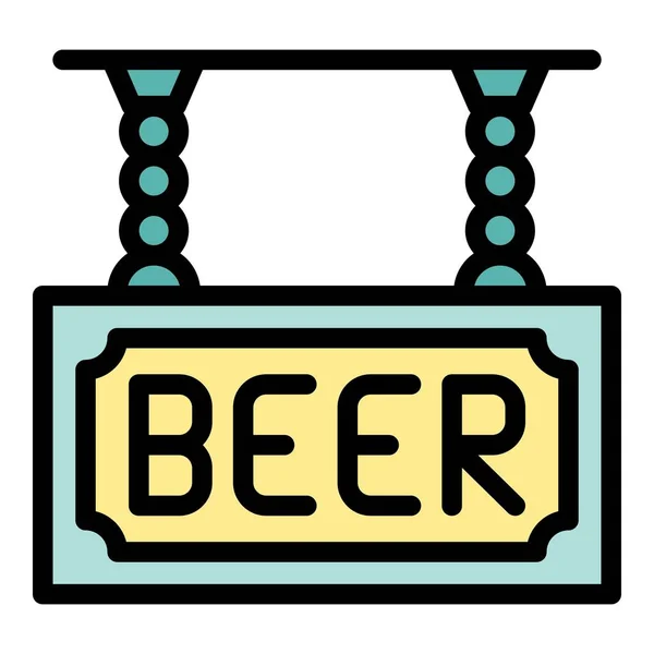 Umrissvektor Für Bierbanner Symbole Werkstank Alkohol Trinken Farbe Flach — Stockvektor