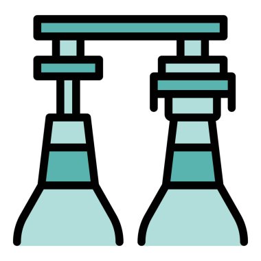 Bira üretim ikonu ana hatları vektörü. Su tankı. Bira alkolü rengi düz