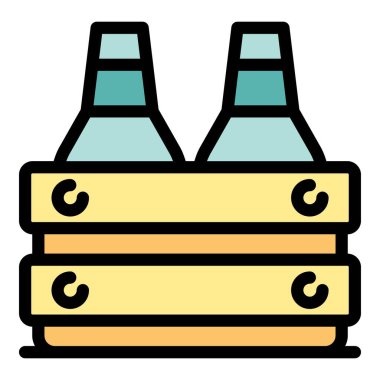 Bira kutusu ikonu ana hatları vektörü. Bira fabrikası içkisi. Su tankı rengi düz.