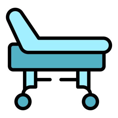 Hastane yatağı ikonu ana hat vektörü. Hemşire sağlığı. Klinik bakım rengi düz