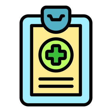 Tıbbi pano simgesi ana hatları vektörü. Yardım servisi. Klinik bakım rengi düz