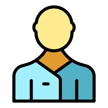 Bakım hemşiresi ikon ana hatları vektörü. Yardım servisi. Sağlık doktoru rengi düz