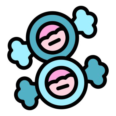 Jöleli şeker ikonu ana hatları vektörü. Jelibon. Tatlı fasulye rengi düz