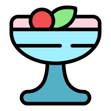 Jöle ikonu ana hatları vektörü. Parlak tatlı. Parlak meyve rengi düz