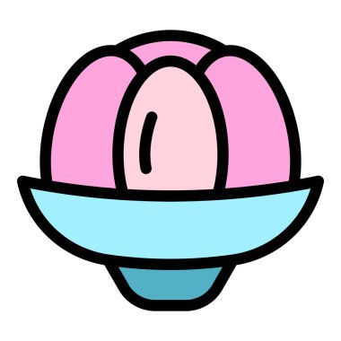 Jöleli tatlı ikonu ana hatları vektörü. Parlak meyve. Fasulye jelatin rengi düz