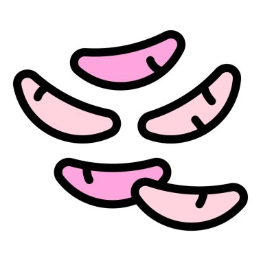 Jöleli fasulye ikonu ana hatları vektörü. Balık sakızı Şekerin parlak rengi düz