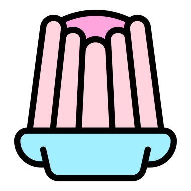 Tatlı jöle ikonu ana hatları vektörü. Şeker meyvesi. Çember şişe rengi düz