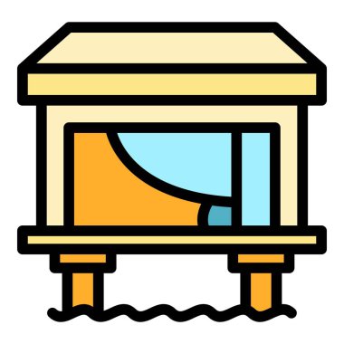 Ada bungalov ikonu ana hat vektörü. Ev kumsalı. Tropikal yaz rengi düz