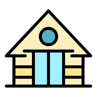 Sahne bungalov ikonu ana hat vektörü. Yazlık villa. Ada evi rengi düz