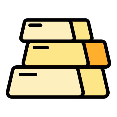 Çinko çubukları ana hatlı vektör simgesi. Zn minerali. Demir element rengi düz