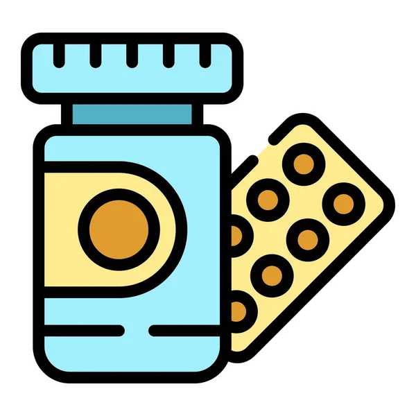 Medical Pills Icon Outline Vector Clinic Care Health Doctor Color — Stock Vector