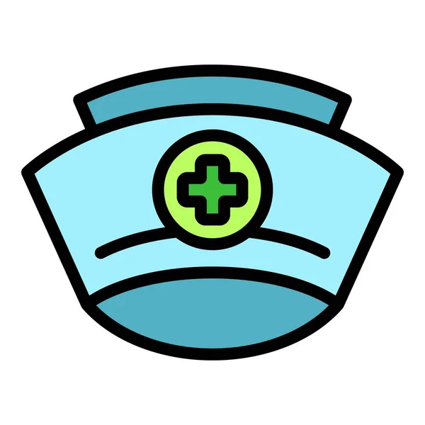 Nurse Cap Icon Outline Vector Health Doctor Clinic Care Color — Stock Vector