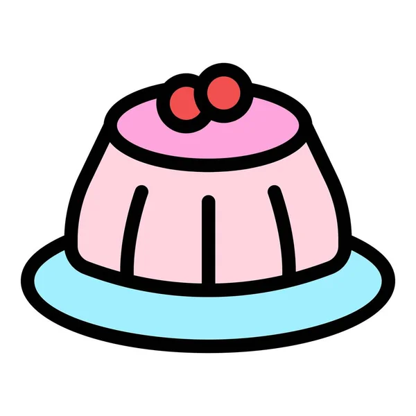 果冻蛋糕图标轮廓矢量 明胶豆 糖果果色扁平 — 图库矢量图片