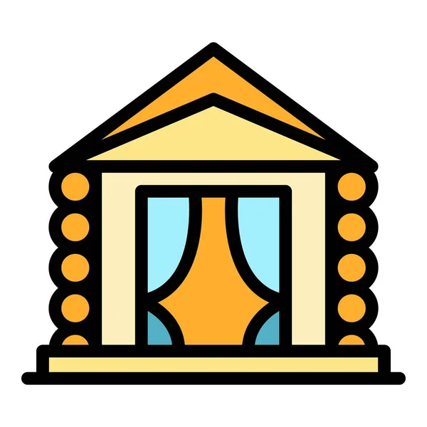 Minimale Bungalow Icon Outline Vector Cabinedorp Tropische Villa Kleur Plat — Stockvector