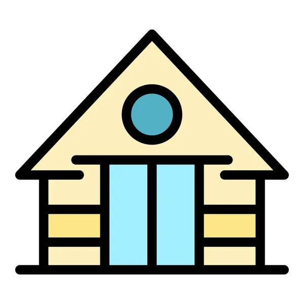 Szene Bungalow Icon Outline Vektor Sommerhaus Insel Haus Farbe Flach — Stockvektor