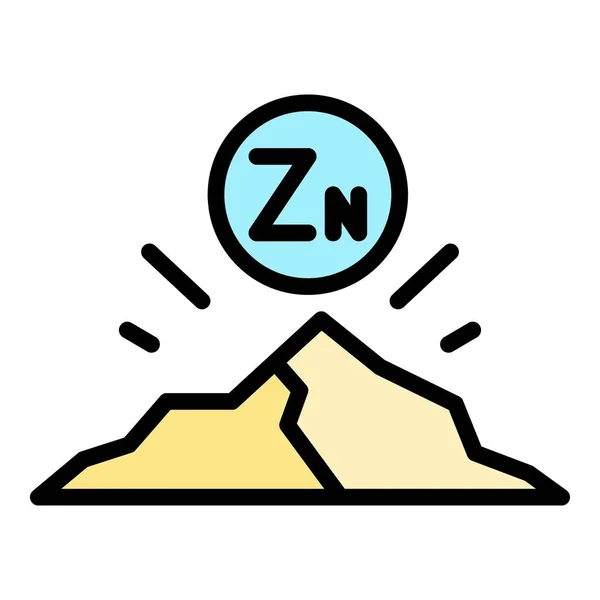 锌矿图标轮廓矢量 维生素Zn 铁素色扁平 — 图库矢量图片