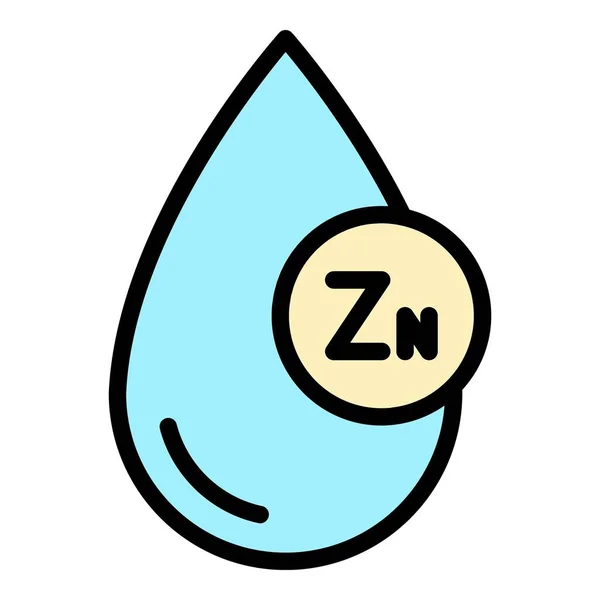 Zn下降图标轮廓矢量 锌维生素 化学矿物颜色平坦 — 图库矢量图片