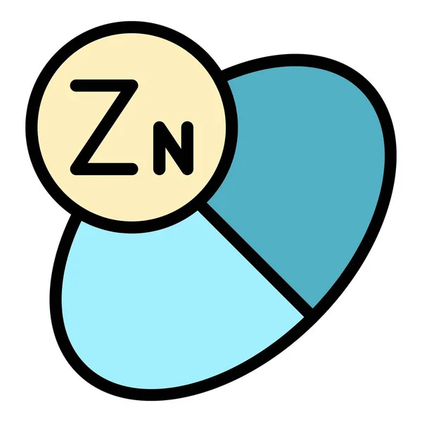 化学矿物Zn图标勾勒矢量 锌维生素 食品铁色扁平 — 图库矢量图片
