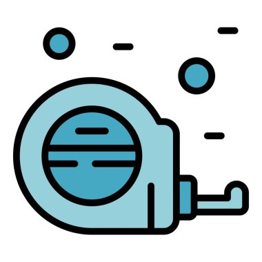 Ölçüm şeridi simgesi ana hatları vektörü. İşçi inşaatçısı. Tuğla havan rengi düz