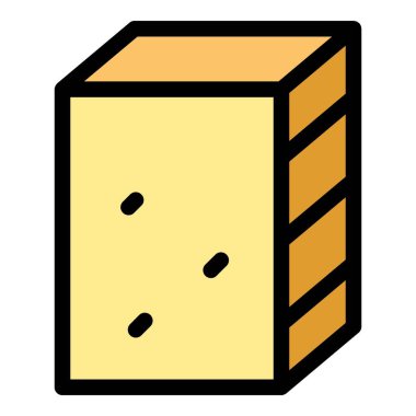 Alçıpan tuğla ikon ana hat vektörü. İç taş. Duvar inşa rengi düz