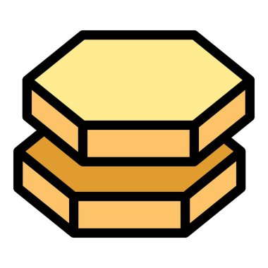 Taş tahta ikonu ana hat vektörü. İnşaat alçıpanı. Duvar alçı rengi düz