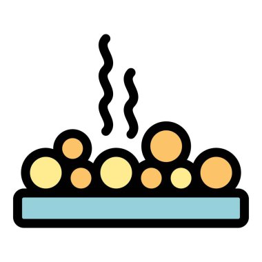 Yiyecek tatlandırıcı ikon ana hatları vektörü. Soya yiyorum. Legume tohum rengi düz