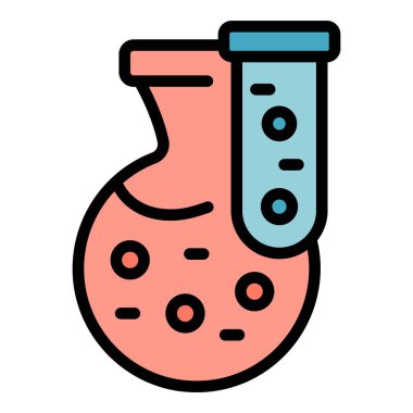 Kimyasal çömlek ikonu ana hatları vektörü. Çalışma odası. Kolej rengi düz