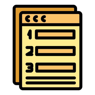 Web sipariş simgesi ana hatları vektörü. Çevrimiçi form. Sigorta rengini doldur