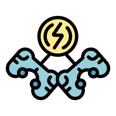 Joystick oyun ikonu ana hatları vektörü. Makine atari salonu. Menü gezici rengi düz