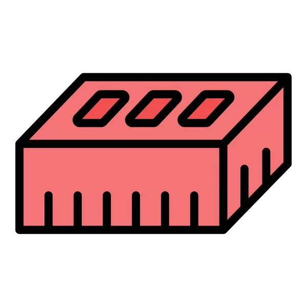 Brick Trowel Icon Outline Vector Wall Worker Mortar Construction Color — Stock Vector