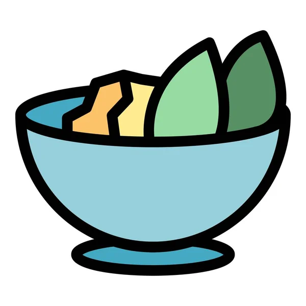 Samen Salat Symbol Umrissvektor Veganes Fleisch Farbe Flach Auf Bohnenbasis — Stockvektor