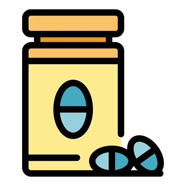 Капсула Природной Таблетки Иконка Вектор Очертания Сахар Семенной Бобовый Цвет — стоковый вектор