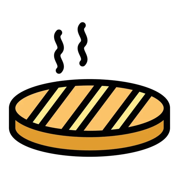 烤牛排图标轮廓矢量 豆类种子 食品汉堡包色泽平坦 — 图库矢量图片