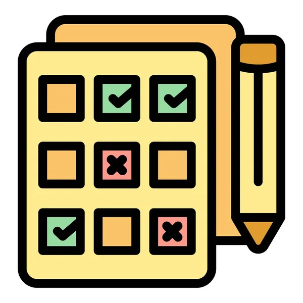 University List Icon Outline Vector Office Study Digital Exam Color — Stock Vector