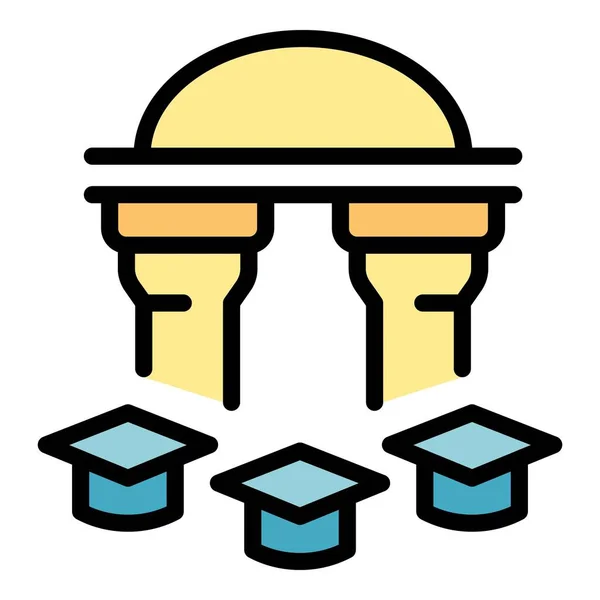 Πανεπιστήμιο Εκπαίδευσης Πυλώνες Εικονίδιο Περίγραμμα Διάνυσμα Διάλεξη Για Εξετάσεις Σχολείο — Διανυσματικό Αρχείο