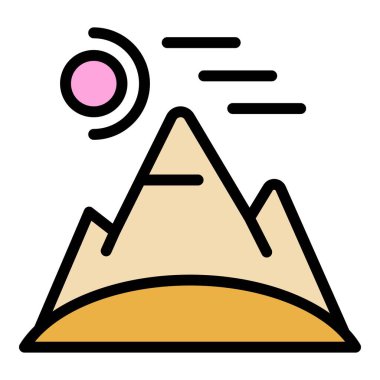 Dağlardaki meditasyon ikon ana hatları vektörü. Sınıfta. Sakin ol.