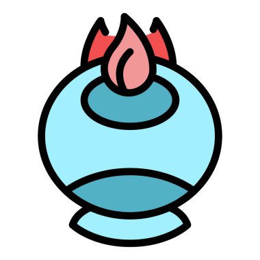 Mum gevşetici ikon ana hat vektörü. Ev odası. Yoga rengini düz tut