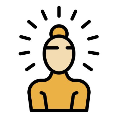 Çevrimiçi kal meditasyon ikonu ana hatları vektörü. Rahatla, mutlu. Oda rengi düz