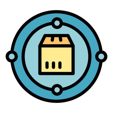 Dijital parsel iz sürme çizgisi vektörü. Servis emri. Kamyon kargo rengi düz