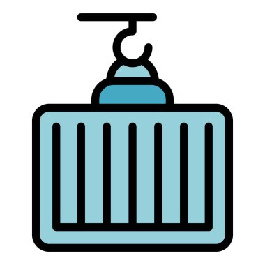 Kargo kutusu simgesi ana hatları vektörü. Teslimat kamyonu. Kurye sipariş rengi düz